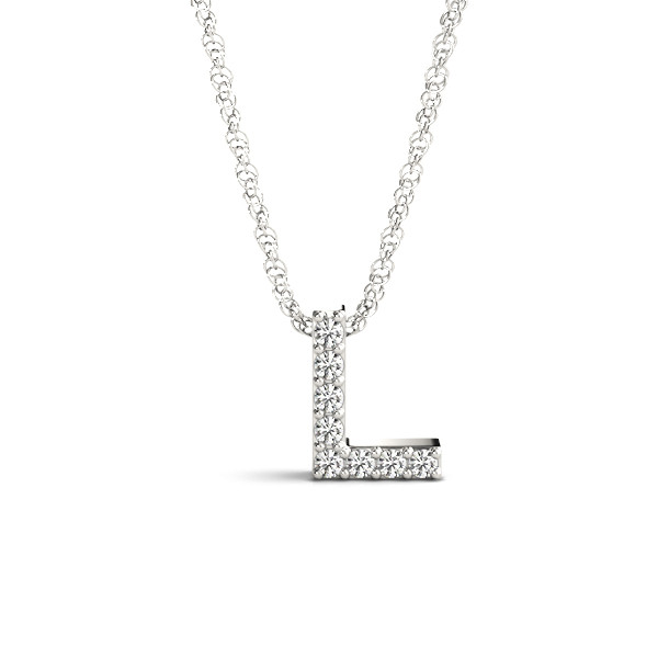 0.04 Ct Lab-Created Round Cut Albie Diamond Initial Necklaces in Silver 925