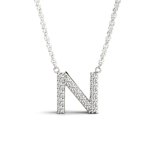 0.07 Ct Lab-Created Round Cut Freddie Diamond Initial Necklaces in Silver 925