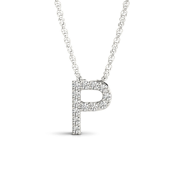 0.06 Ct Lab-Created Round Cut Aarav  Diamond Initial Necklaces in Silver 925