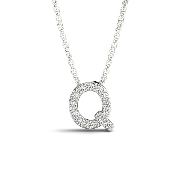 0.06 Ct Lab-Created Round Cut Harry Diamond Initial Necklaces in Silver 925