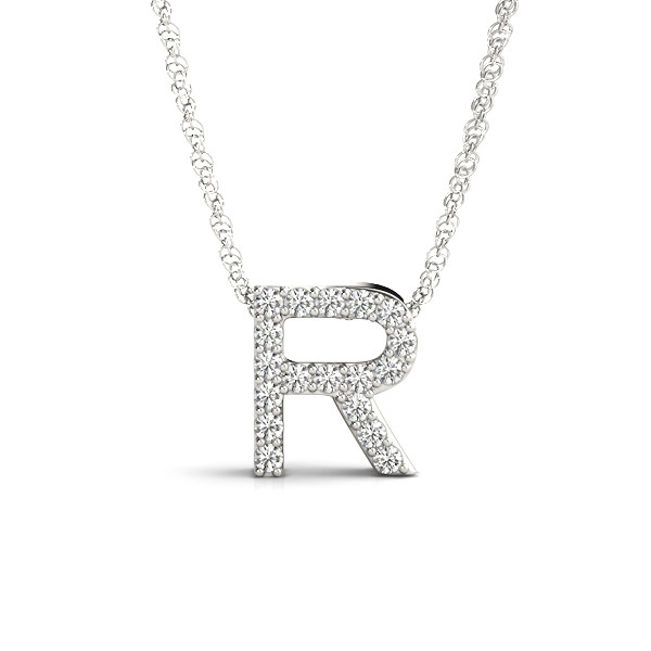 0.09 Ct Lab-Created Round Cut Caleb Diamond Initial Necklaces in Silver 925