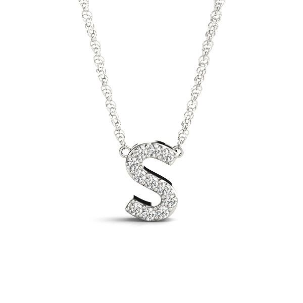 0.05 Ct Lab-Created Round Cut Dexter Diamond Initial Necklaces in Silver 925