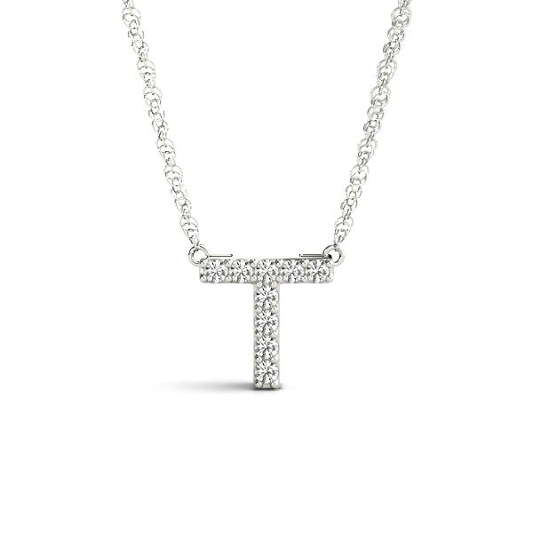 0.04 Ct Lab-Created Round Cut Alfie Diamond Initial Necklaces in Silver 925