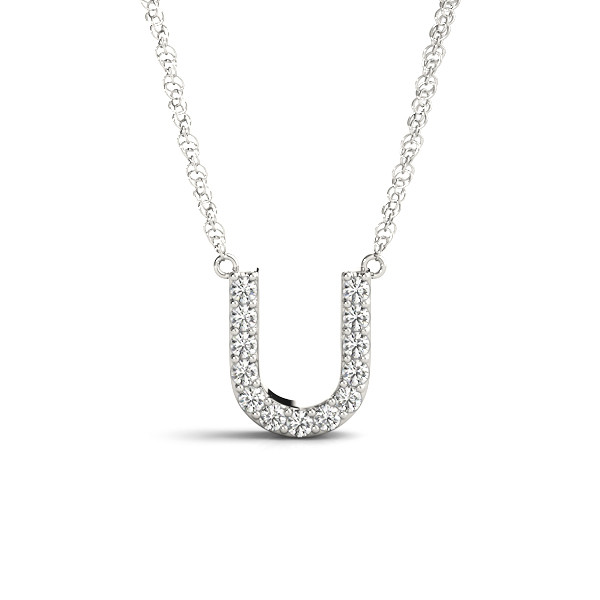 0.06 Ct Lab-Created Round Cut Harris Diamond Initial Necklaces in Silver 925