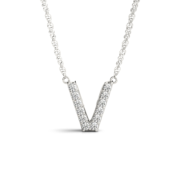 0.06 Ct Lab-Created Round Cut Yamir  Diamond Initial Necklaces in Silver 925