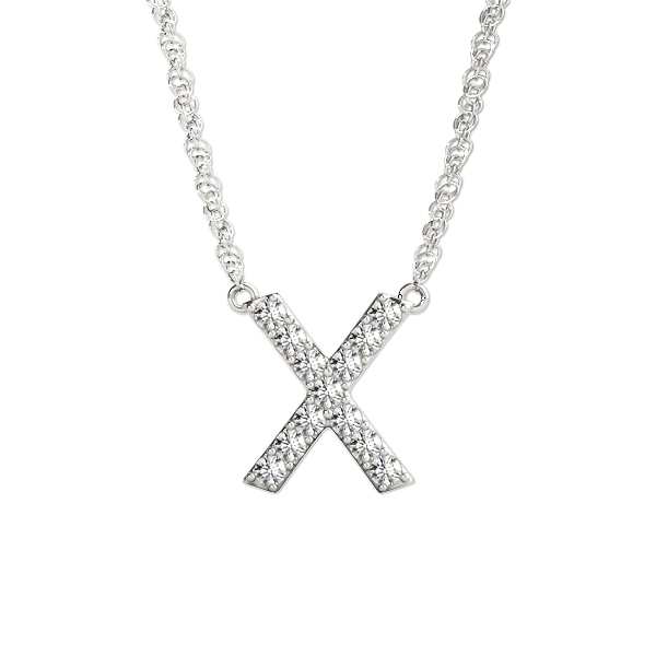 0.06 Ct Lab-Created Round Cut Jacob Diamond Initial Necklaces in Silver 925