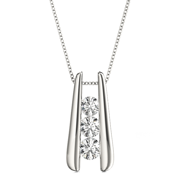 0.26 Ct Lab-Created Diamond Round Cut Easton Designer Pendants Necklaces in Silver 925