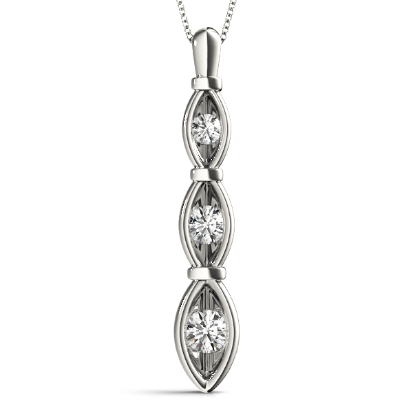 0.24 Ct Lab-Created Diamond Round Cut Tristin  Designer Pendants Necklaces in Silver 925