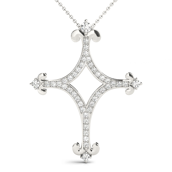 0.3 Ct Lab-Created Diamond Round Cut Wolfarm Cross Pendants Necklaces in Silver 925