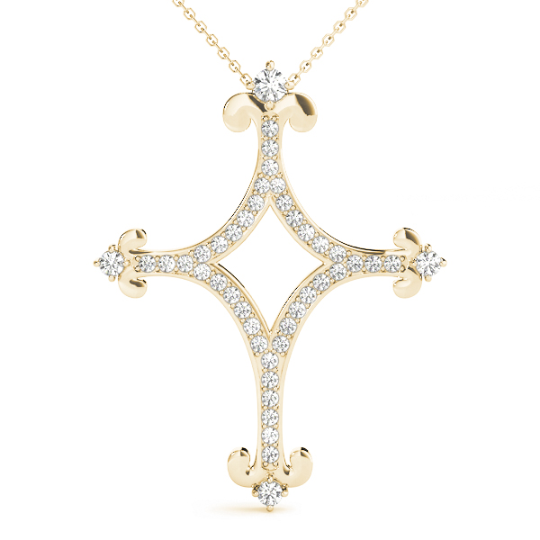 0.3 Ct Lab-Created Diamond Round Cut Wolfarm Cross Pendants Necklaces in Silver 925