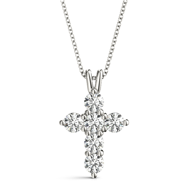 0.54 Ct Lab-Created Diamond Round Cut Arbor Cross Pendants Necklaces in Silver 925