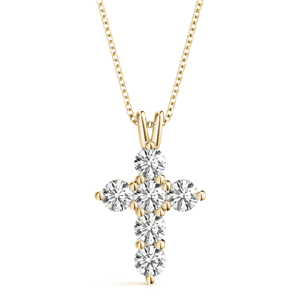 0.54 Ct Lab-Created Diamond Round Cut Arbor Cross Pendants Necklaces in Silver 925