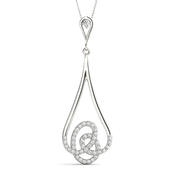 0.44 Ct Lab-Created Diamond Round Cut Shiloh Designer Pendants Necklaces in Silver 925