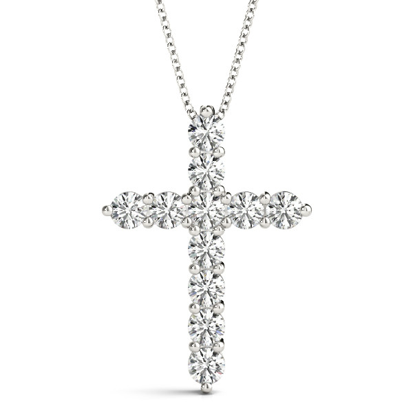 0.11 Ct Lab-Created Diamond Round Cut Jayden Cross Pendants Necklaces in Silver 925