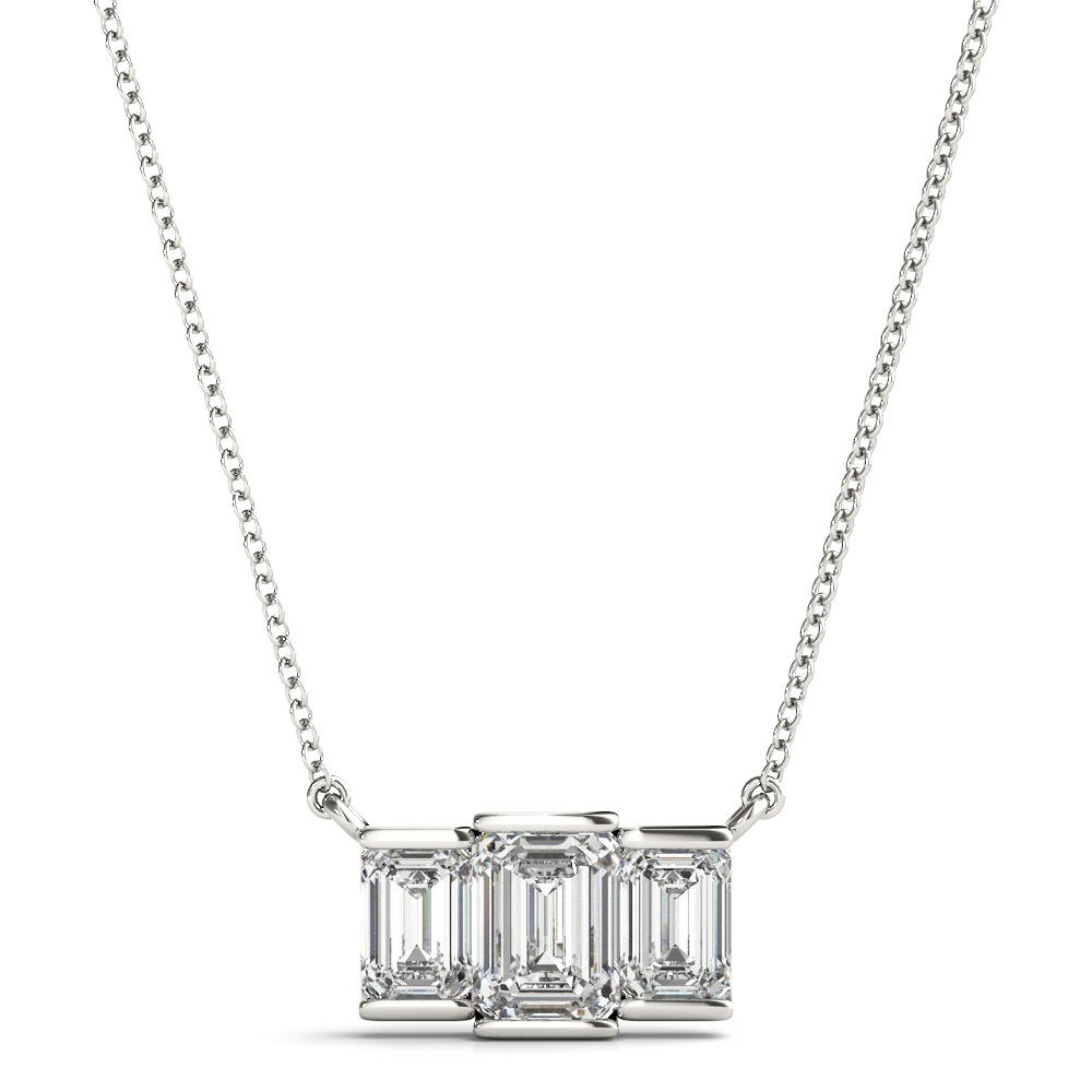 1.77 Ct Lab-Created Diamond Emerald Cut Trask Delicate Pendants Necklaces in Silver 925