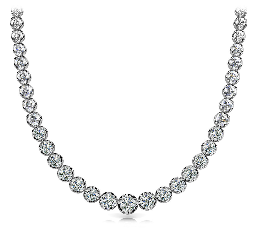 5 Ct Natural Round Cut Vidushi  Diamond Necklaces in Silver 925