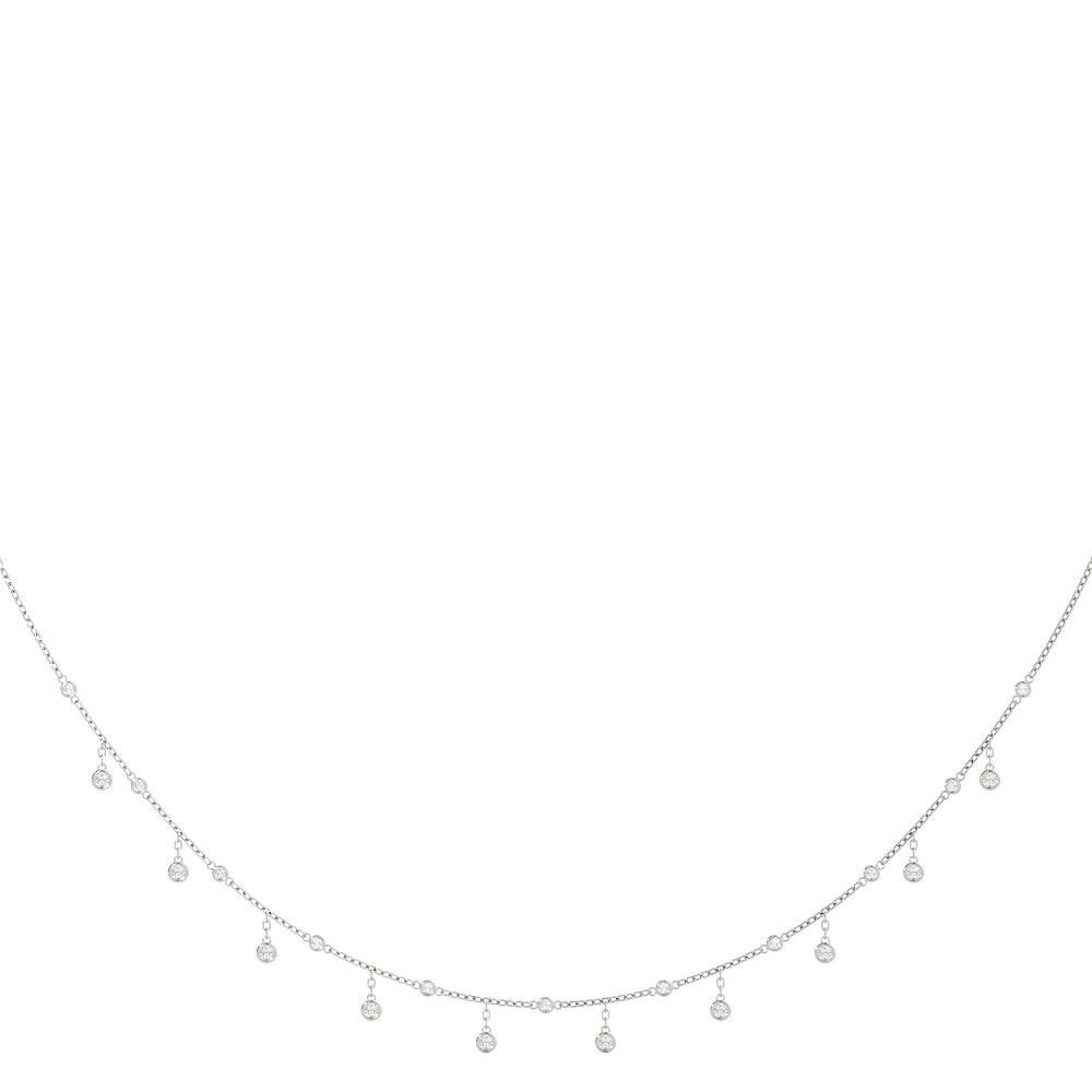 0.75 Ct Natural Round Cut Vallon  Diamond Necklaces in Silver 925