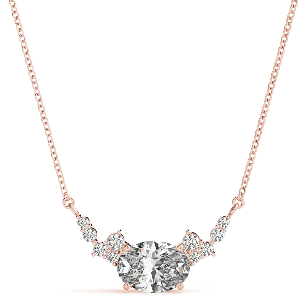 0.1 Ct Natural Oval Cut Veida  Diamond Necklaces in Silver 925