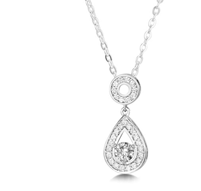 0.4 Ct Natural Diamond Round Cut Trevina  Drop Pendants Necklaces in 9K White Gold