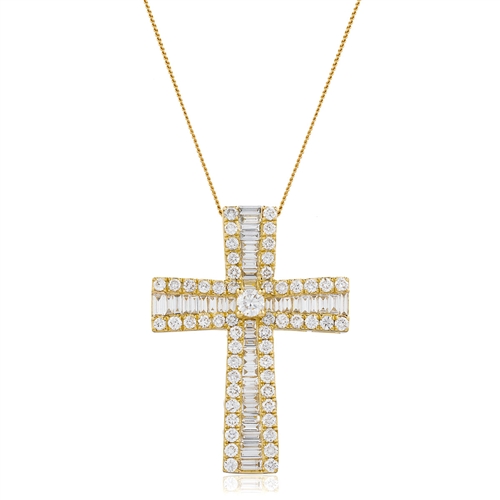 0.25 Ct Natural Diamond Mixed Shape Cut Pawlina Cross Pendants Necklaces in 9K White Gold