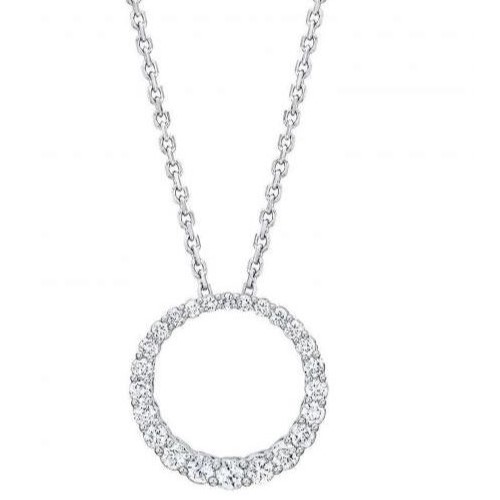 0.5 Ct Natural Diamond Round Cut Philberta  Circle Pendants Necklaces in 9K White Gold