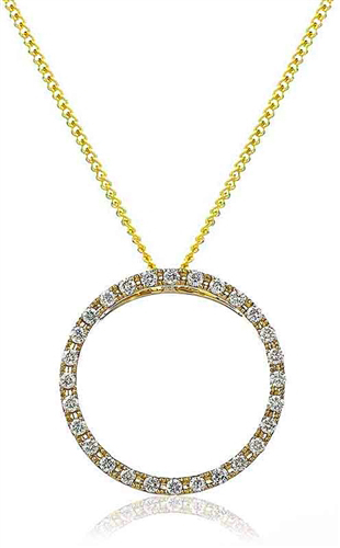 0.5 Ct Natural Diamond Round Cut Philberta  Circle Pendants Necklaces in 9K White Gold