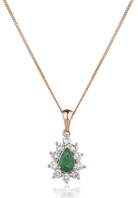 0.48 Ct Emerald Pear Cut Willow  Necklaces in 9K White Gold