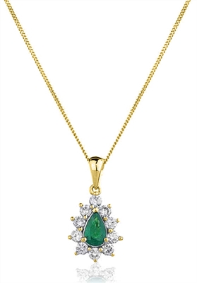 0.48 Ct Emerald Pear Cut Willow  Necklaces in 9K White Gold