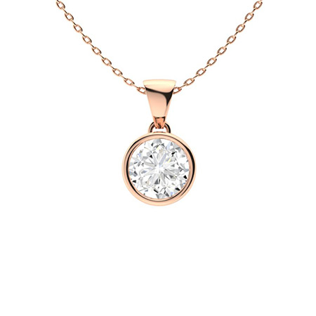 0.1 Ct Natural Diamond Round Cut Quelle  Solitaire Pendant Necklaces in 9K White Gold