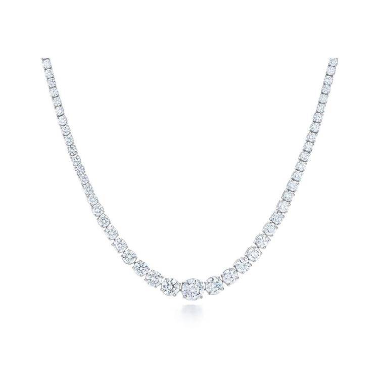 2.8 Ct Natural Round Cut Tamey  Diamond Necklaces in 9K White Gold