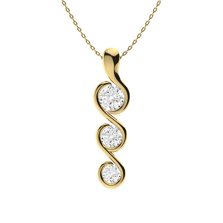 0.5 Ct Natural Diamond Round Cut Theorigitha  Journey Pendants Necklaces in 9K White Gold