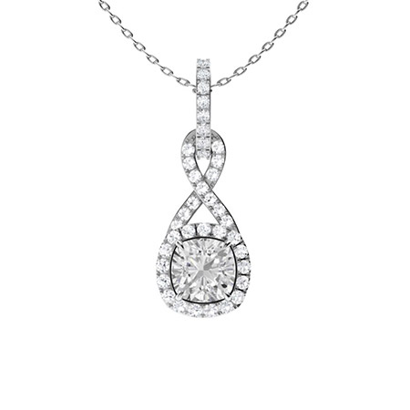 0.7 Ct Natural Diamond Cushion Cut Treyce  Drop Necklaces in 9K White Gold