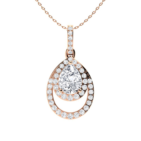 0.15 Ct Natural Diamond Pear Cut Tryssa  Drop Pendants Necklaces in 9K White Gold