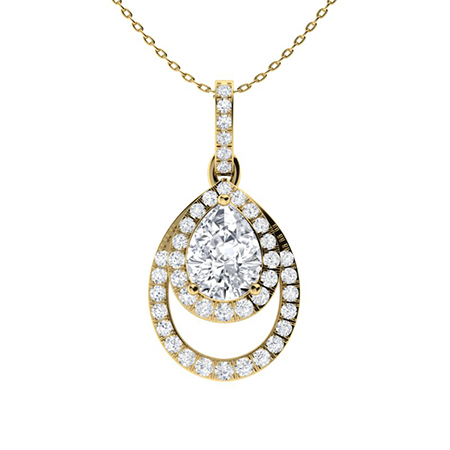 0.15 Ct Natural Diamond Pear Cut Tryssa  Drop Pendants Necklaces in 9K White Gold