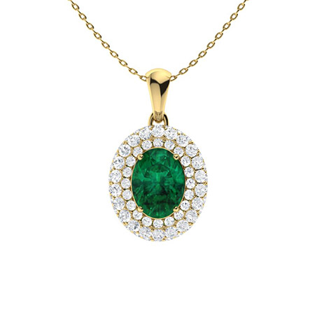 0.85 Ct Emerald Oval Cut Winter  Necklaces in 9K White Gold