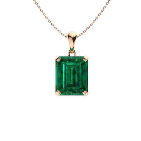 1.75 Ct Emerald Cut Geranium  Necklaces in 9K White Gold