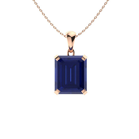 1.8 Ct Blue Sapphire Emerald Cut Panima  Necklaces in 9K White Gold