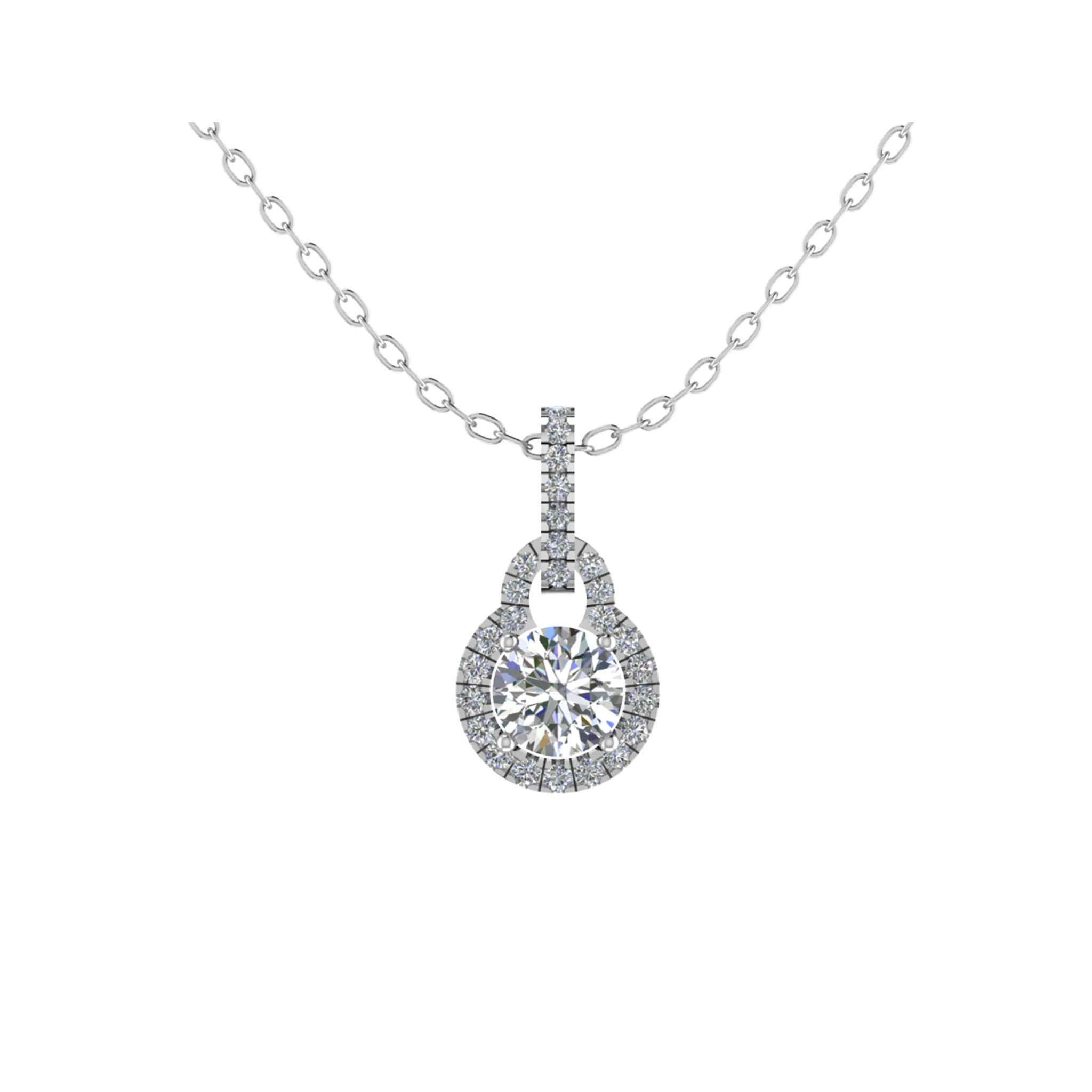 0.25 - 1.50 Carat Natural Diamond  Halo Pendant Necklaces