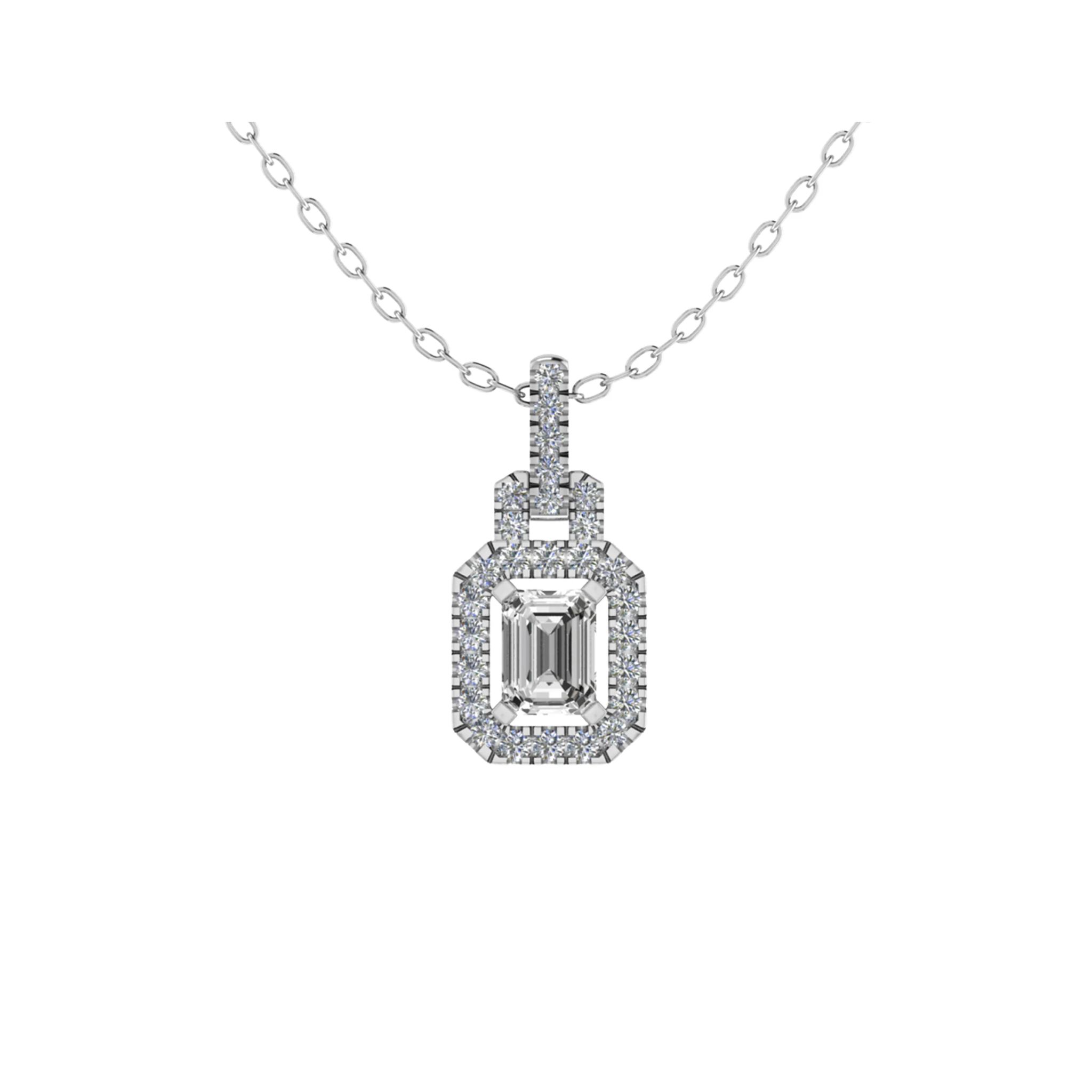 0.50 - 2.50 Carat Natural Diamond Halo Pendant Necklaces