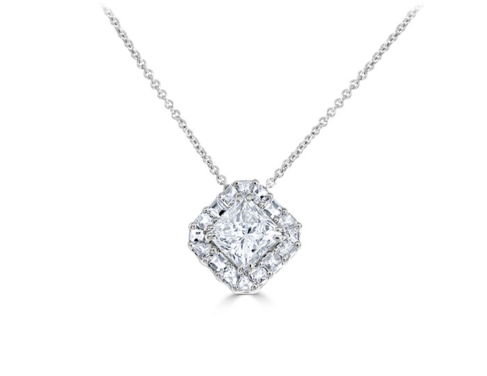 0.50 - 1.50 Carat Natural Diamond Halo Pendant Necklaces