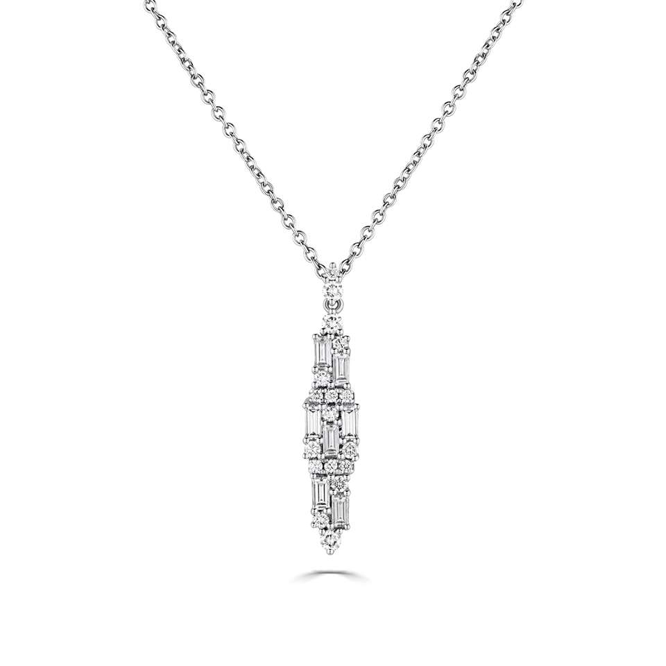 0.6 Ct Natural Diamond Mixed Shape Cut Vernice  Chain Necklaces in 18K White Gold