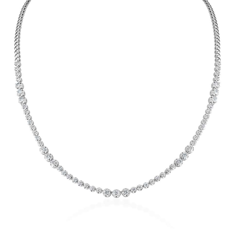 3 Ct Natural Round Cut Taeige  Diamond Necklaces in 18K White Gold