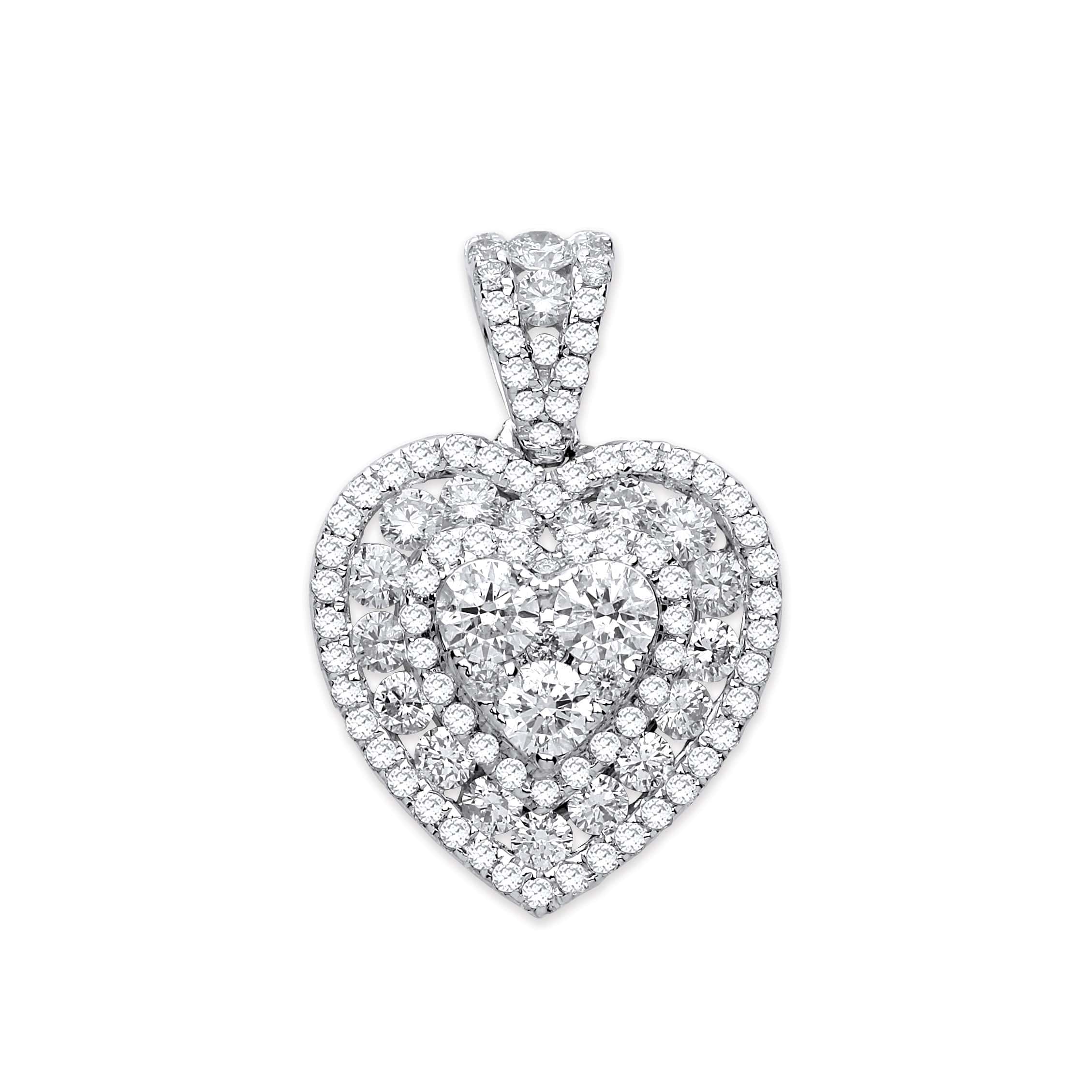 1.35 Carat Natural Diamond Heart Pendants Necklaces