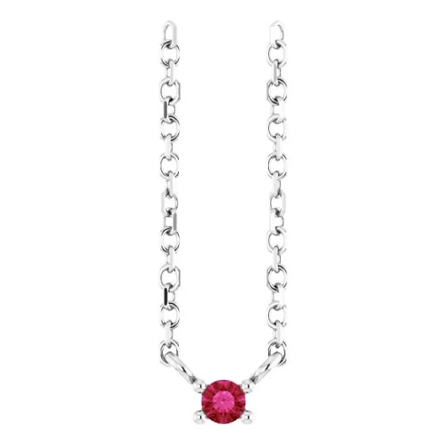 0.05 Ct Natural Ruby Round Cut Parmita  Necklaces in Silver 925