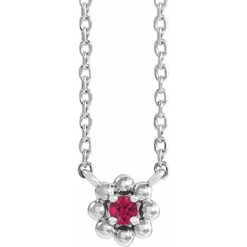 0.05 Ct Natural Ruby Round Cut Hypericum  Necklaces in Silver 925