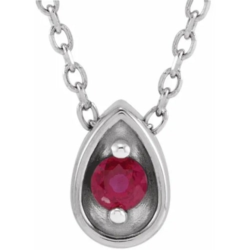 0.09 Ct Natural Ruby Round Cut Pasquina  Necklaces in Silver 925