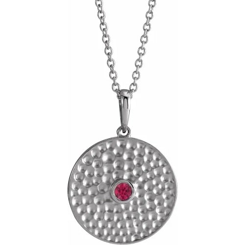 0.09 Ct Natural Ruby Round Cut Pascalle  Necklaces in Silver 925