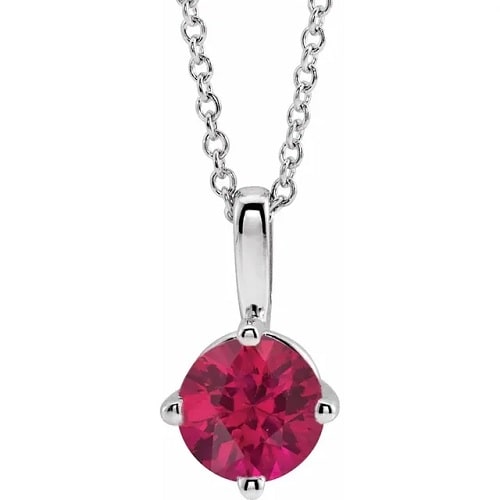 1.05 Ct Natural Ruby Round Cut Phillida  Necklaces in Silver 925