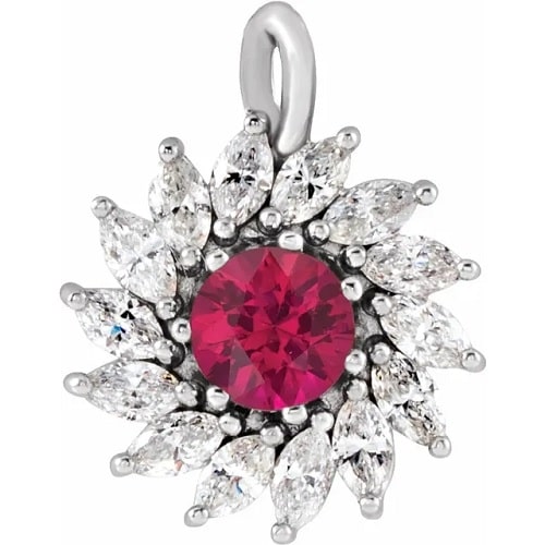 1.02 Ct Natural Ruby Round Cut Pheya  Necklaces in Silver 925