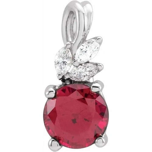 1.14 Ct Natural Ruby Round Cut Phiroza  Necklaces in Silver 925